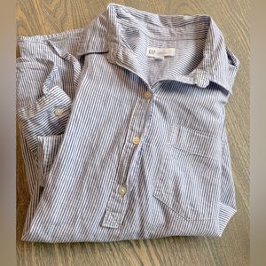 Gap Women’s Striped Boyfriend Fit Half Button-Up